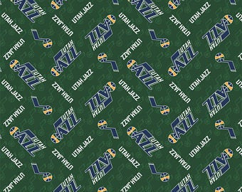 Sale! NBA Utah Jazz Logo Fabric Basketball Fabric by Camelot Fabrics  | SKU #83UTA0002-01 | Logo Fabric Official licensed Fabric