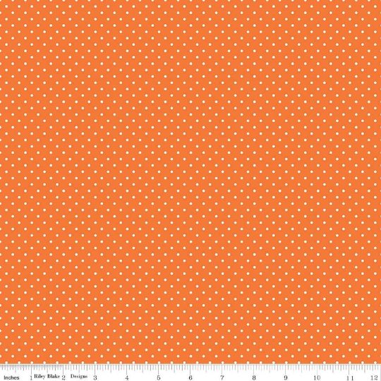 White Swiss Dots on Orange Yardage by Riley Blake Designs | C670 60 | Printed Dots, Not Raised!