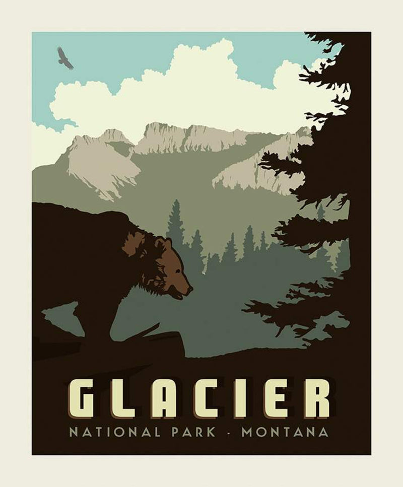 Glacier National Parks Poster Panel from National Park Collection for Riley Blake  | SKU #P9152-GLACIER