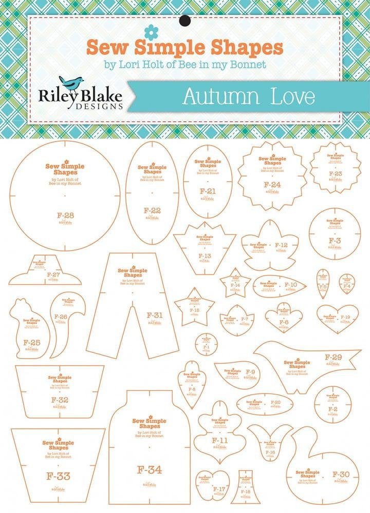 Autumn Love Sew Simple Shapes by Lori Holt | Includes 34 Templates | Lori Holt Autumn Love Templates | STT-9850