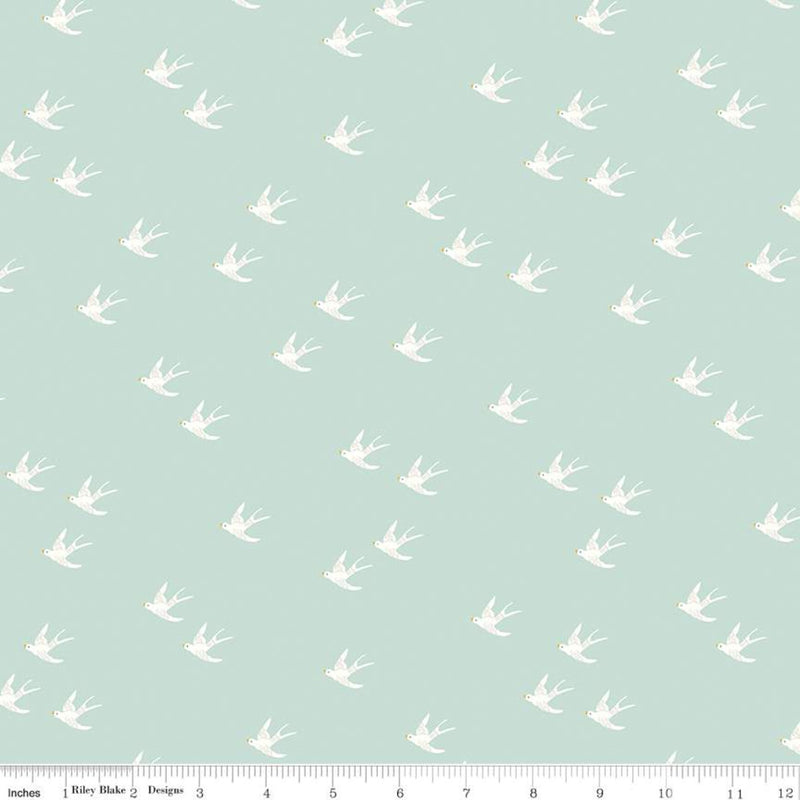 Emma Mint Swallows Yardage by Citrus and Mint Designs for Riley Blake Designs | C12217-MINT