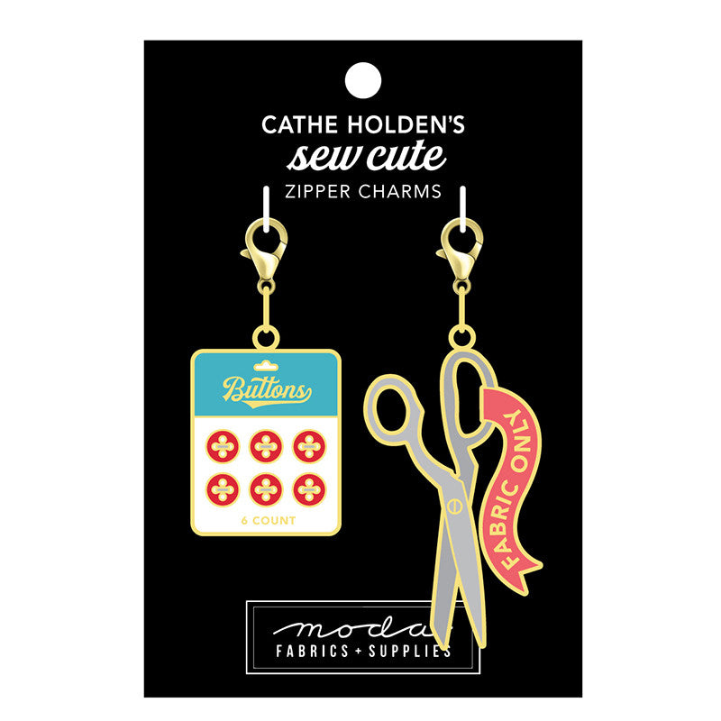 Cathe Holden's Sew Cute Zipper Charms - Scissors & Buttons | CH102
