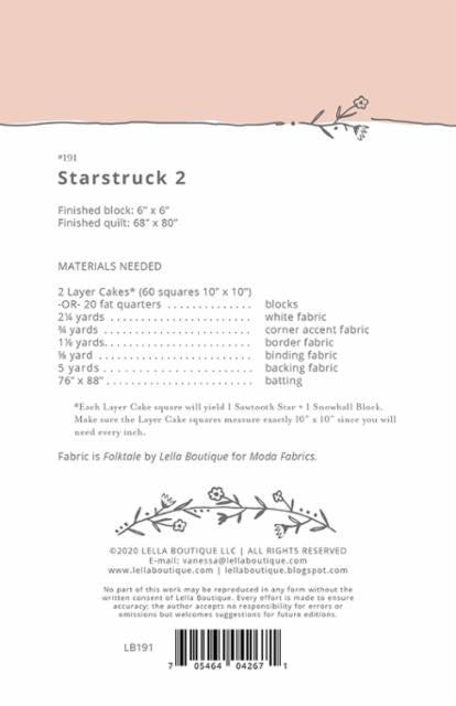Starstruck 2 Quilt Pattern by Lella Boutique  - Layer Cake Quilt