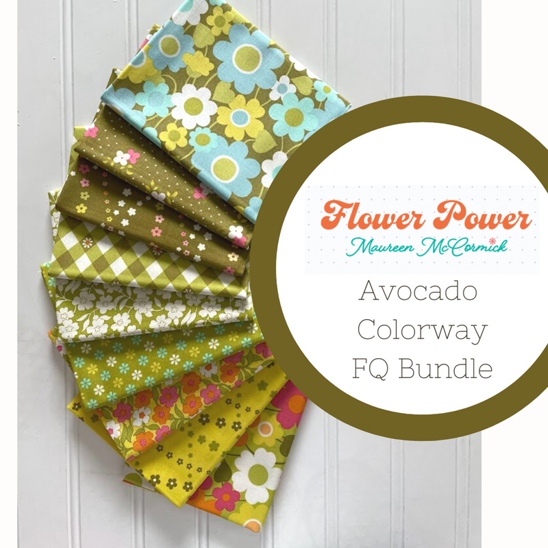 Flower Power Avocado Colorway Fat Quarter Bundle by Maureen McCormick for Moda Fabrics | Custom Bundle |7 FQs