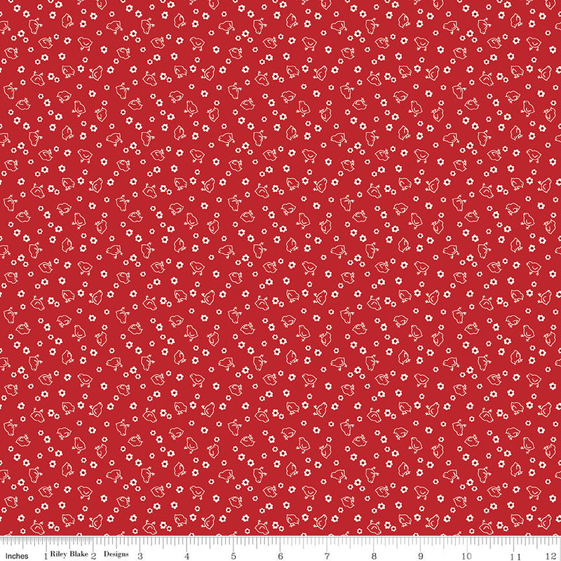 Calico Schoolhouse Red Chicks Yardage by Lori Holt for Riley Blake Designs |C12846-RED
