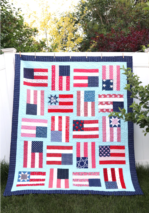 Fly the Flag Quilt Pattern by Amy Smart of Diary of a Quilter | 66" x 80" | Patriotic Quilt