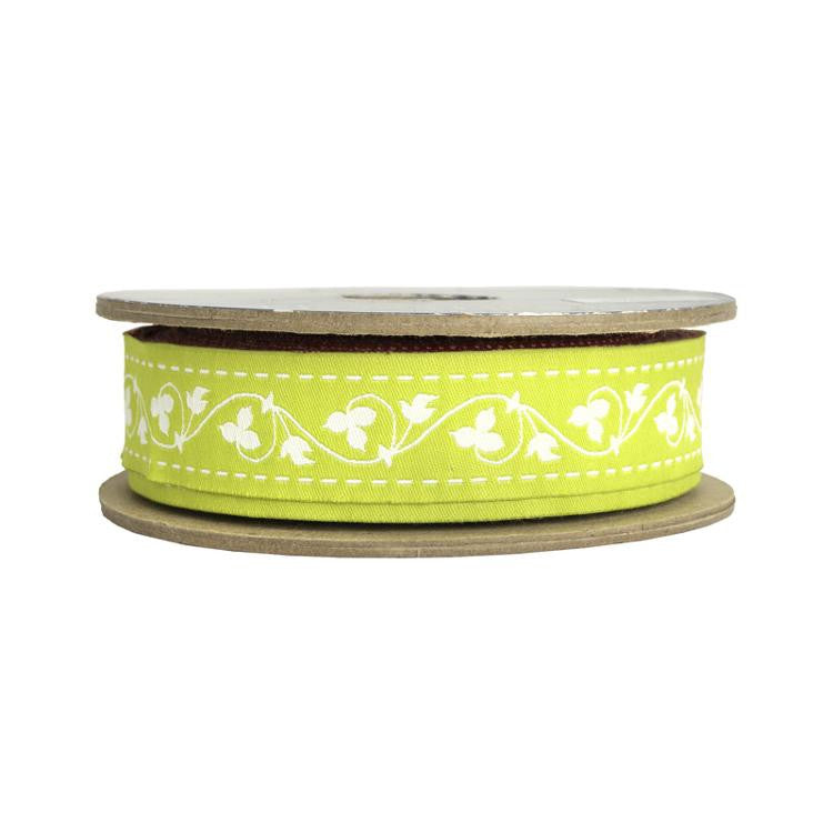 Fig Tree 1" Reversible Green Ribbon for Moda Fabrics| 2117 15