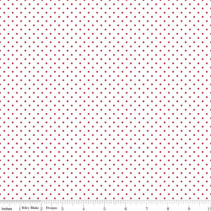 Red Swiss Dots on White  (C660 80)