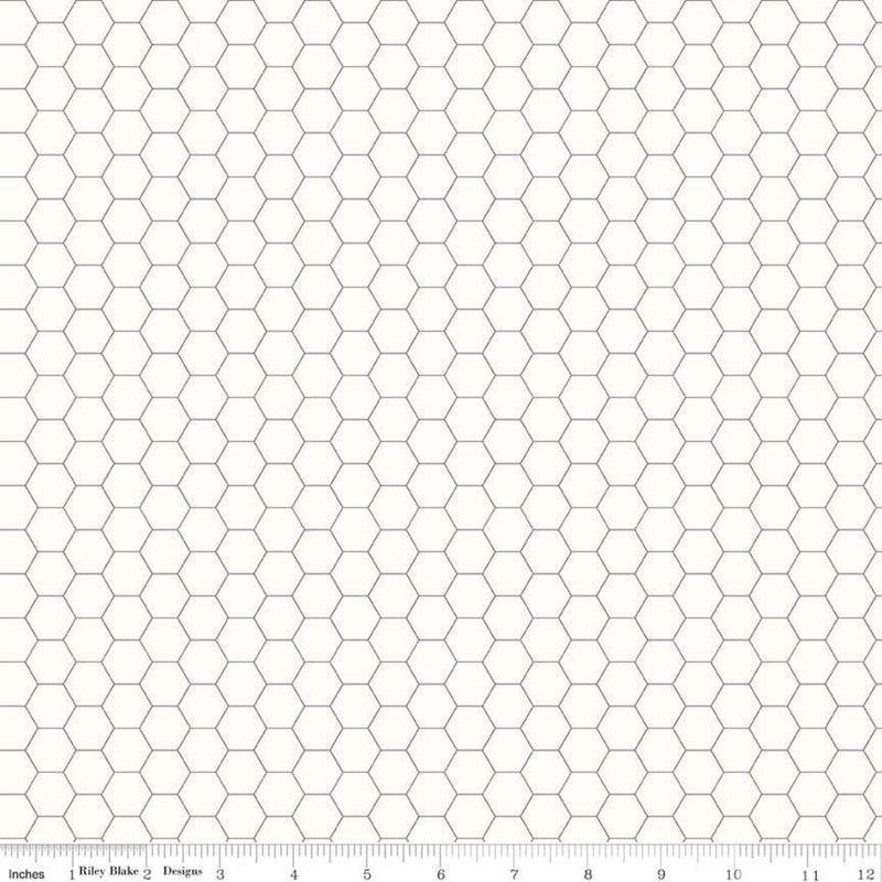 Lori Holt Bee Backgrounds Gray Honeycomb Yardage by Lori Holt for Riley Blake Designs| C6387 GRAY