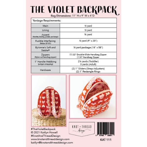 The Violet Backpack Pattern by Knot and Thread Design | Perfect Backpack Pattern