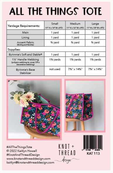 All the Things Tote Bag Pattern by Knot and Thread Design | KAT113