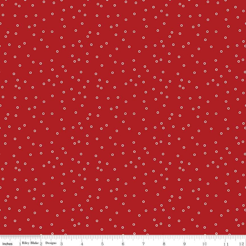 Prim Barn Red Circles Yardage by Lori Holt for Riley Blake Designs  | C9693 BARNRED