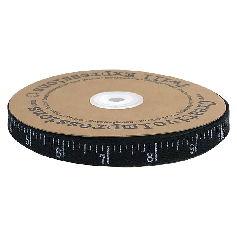 Antique Ruler Black/White Twill Tape by Creative Impressions  - Sold By The Yard