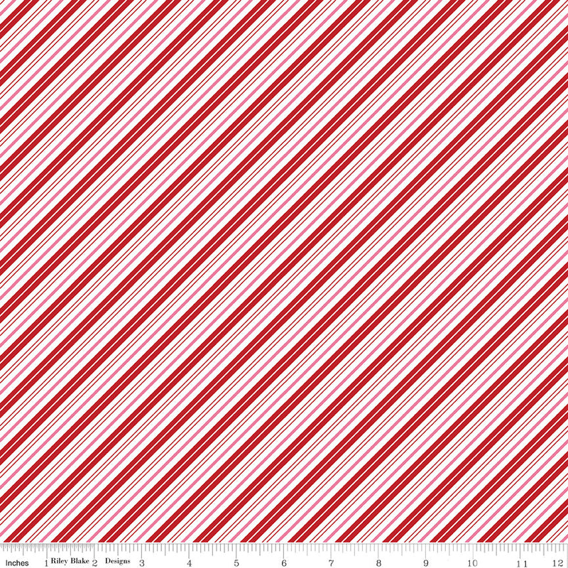 Santa Claus Lane Red Stripes Yardage C9616 RED