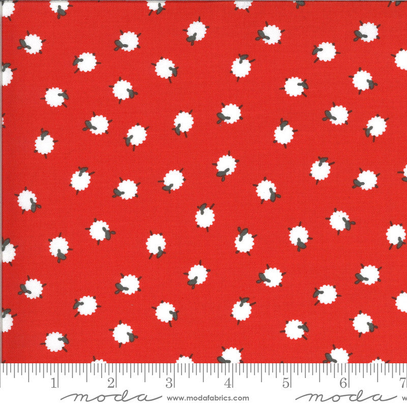 On The Farm Red Bah Bah Baby Sheep Yardage (20706 16)