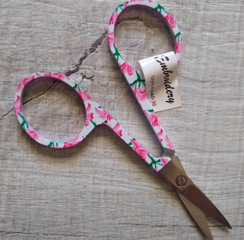 Designer Embroidery Scissors - 3.5" Pink Floral Design