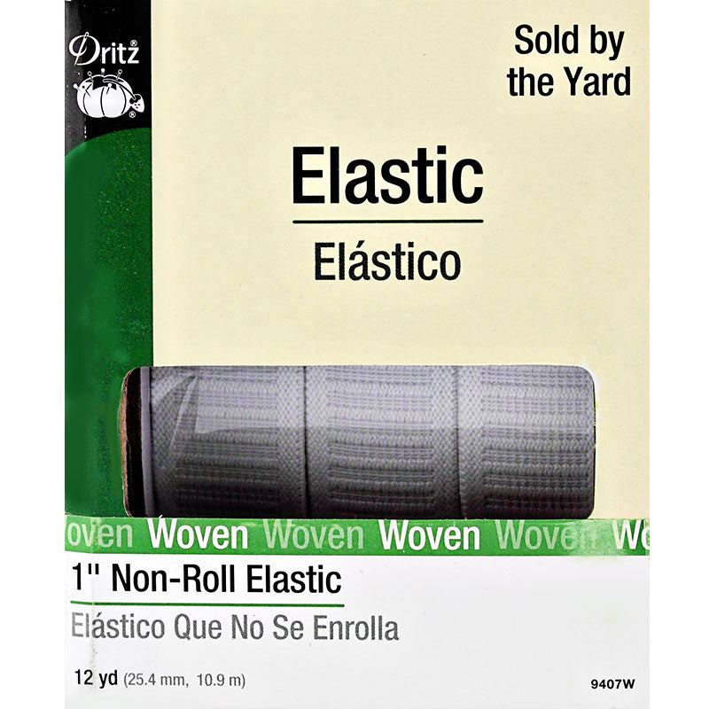 Non Roll Elastic - White 1" Wide - Sold by the Yard