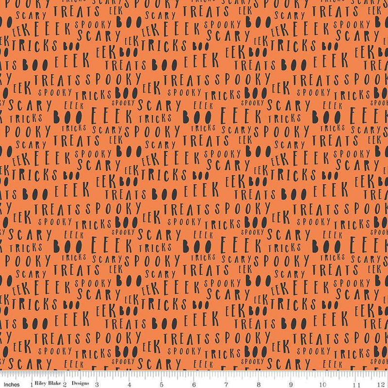 Hey Bootiful Orange Words Yardage by My Mind's Eye for Riley Blake Designs |C13134 ORANGE