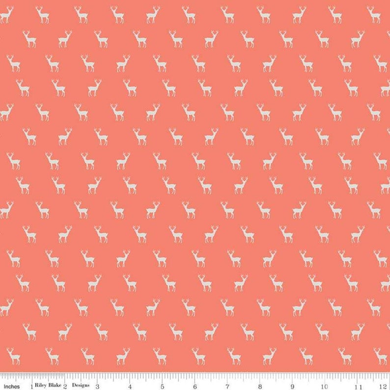 Golden Days Coral Deer by Fancy Pants Design for Riley Blake Designs (C8603-CORAL) - Cut Options Available